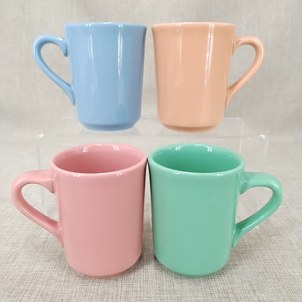 HLC Restaurant Ware Denver Mug Fiesta Rose Sea Mist Periwinkle Apricot Set of 4